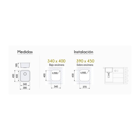 FREGADERO BAJO ENCIMERA ROMA...