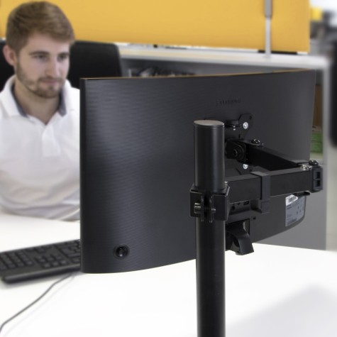 Emuca Soportes de monitor para mesa inclinables y giratorios 360​°., Simple, Pintado negro, Acero, 1 ud.