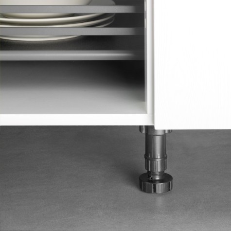 Emuca Kit pie nivelador con base premontada para mueble, regulable 98 -115 mm, Plástico, Negro, 10 Kit.
