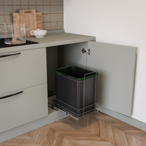 Emuca Contenedor de reciclaje Recycle de 35 L para cocina, fijación inferior y extracción manual, 1 un