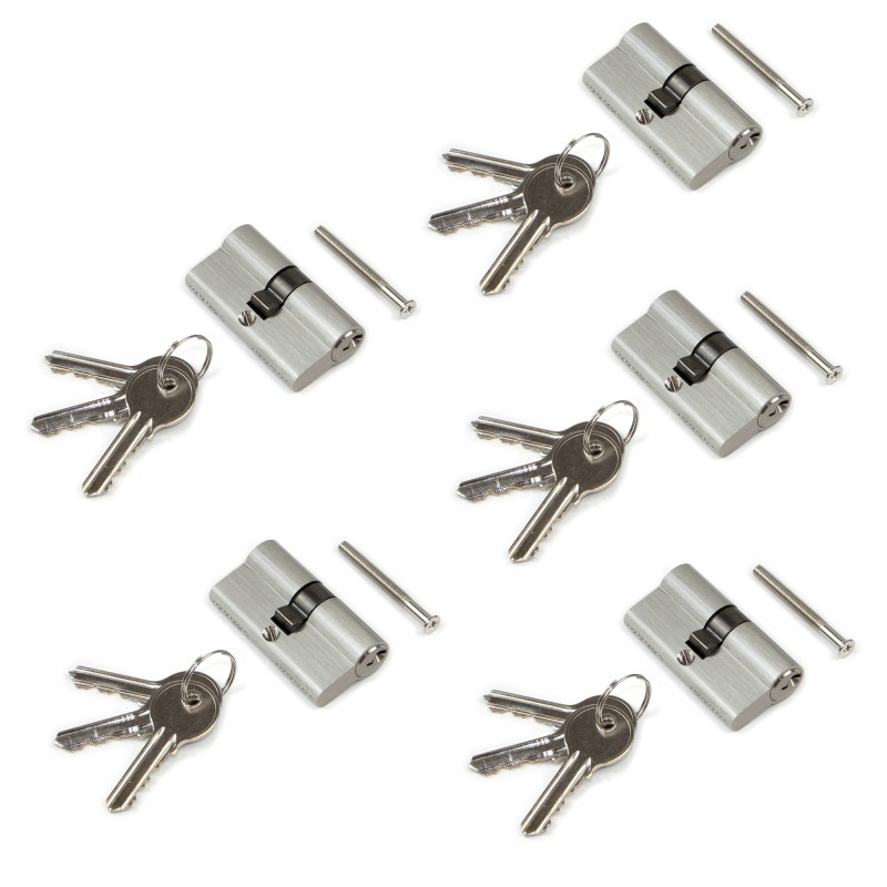 Emuca Cilindro cerradura tipo pera para puertas, 30 x 30 mm, embrague  simple, leva larga, con 5 llaves