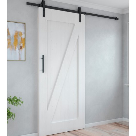 Emuca Sistema Barn para puertas correderas colgadas de madera, Con cierre  suave, Pintado negro