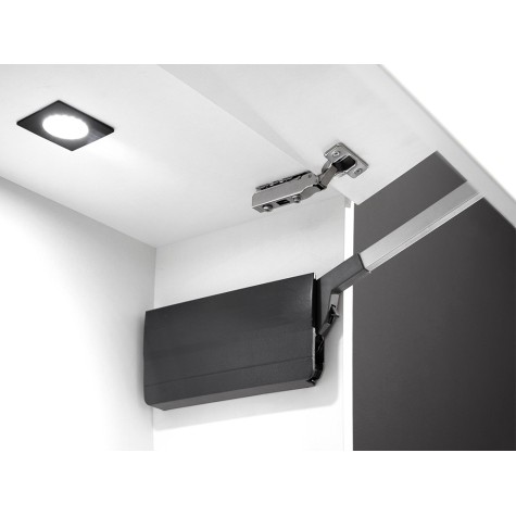 Emuca Compás para puertas elevables Agile Flap, 7,8 - 13 kg, Plástico gris antracita, Acero, 1 ud.