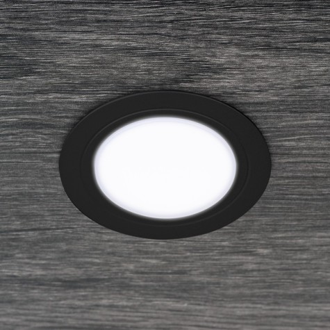 Emuca Luminaria LED Mizar para empotrar en muebles sin necesidad de convertidor (AC 230V 50Hz), 84, Pintado negro