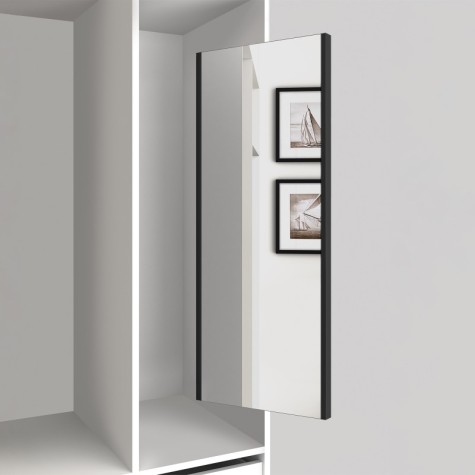 Emuca Espejo extraíble para interior de armario, Pintado negro texturizado, Acero y Plástico y Cristal, 1 un