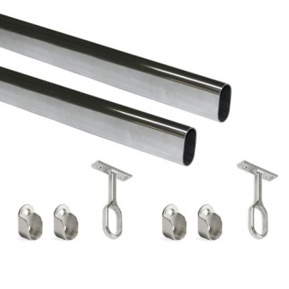 kit de barra para armario luxe, 1,15 m, pintado color gris piedra, aluminio  y plástico, 1 kit