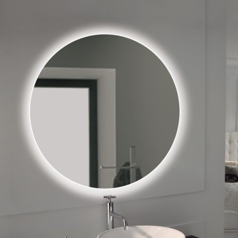 Emuca Espejo de baño Cassiopeia con iluminación LED decorativa, diámetro 60 cm, AC 230V 50Hz, 20 W + 12 W