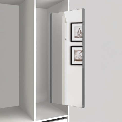 Emuca Espejo extraíble para interior de armario, Pintado aluminio, Acero y Plástico y Cristal, 1 ud.