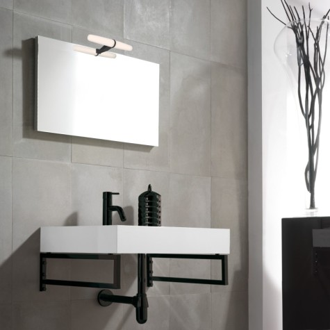 Emuca Foco LED para espejo de baño Gemini (AC 230V 50Hz), 6 W, Pintado negro, Plástico y Aluminio
