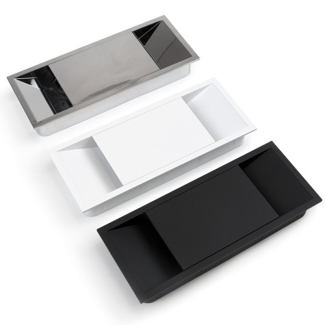 Emuca Pasacables mesa, rectangular, 152 x 61 mm, para encastrar, Plástico, Negro, 5 ud.