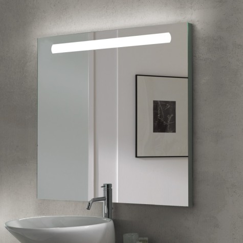 Emuca Espejo de baño Pegasus con iluminación LED frontal, rectangular 600 x 700 mm, AC 230V 50Hz, 6 W