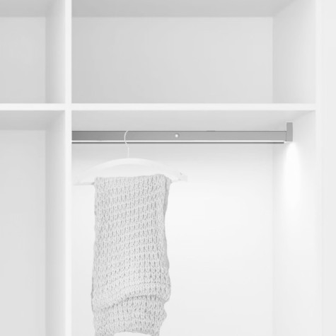 Emuca Barra para armario con luz LED Polux con sensor de movimiento (12V DC), 1.008, Anodizado mate