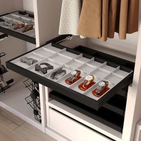 Emuca Kit de cajón organizador y bastidor de guías con cierre suave para armarios, regulable, módulo 900mm