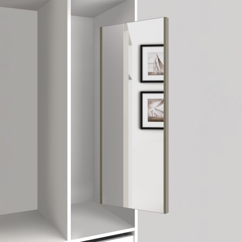 Emuca Espejo extraíble para interior de armario, Pintado color gris piedra, Acero y Plástico y Cristal, 1 un