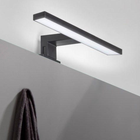 Emuca Foco LED para espejo de baño Virgo (AC 230V 50Hz), 6 W, Pintado negro, Plástico