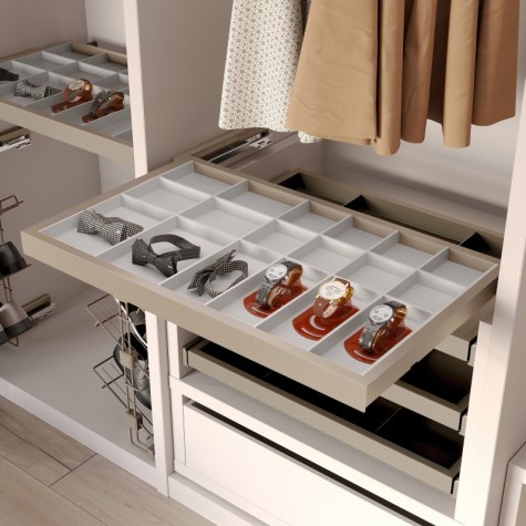 Emuca Kit de cajón organizador con bastidor de guías con cierre suave para armarios, módulo 900mm