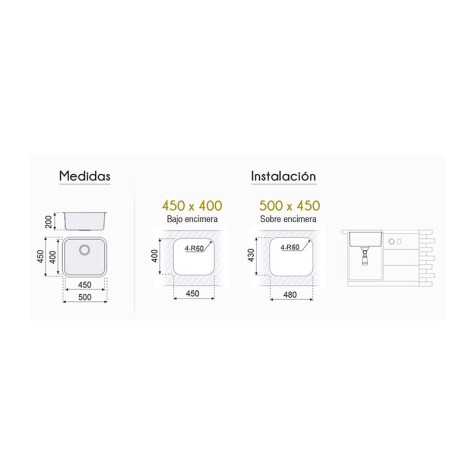 FREGADERO BAJO ENCIMERA ROMA...