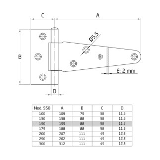 BISAGRA 550-150 ZINCADA COD.853 AMIG 2