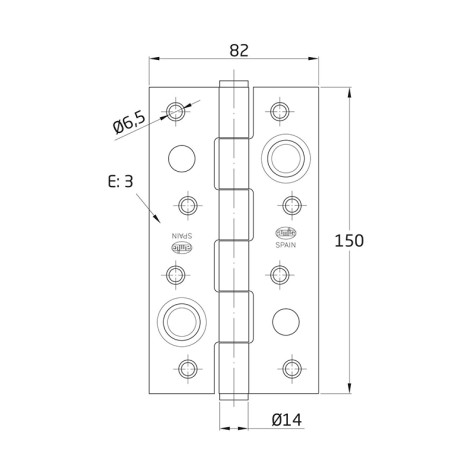 BISAGRA 565-150X80 ACERO CUERO...