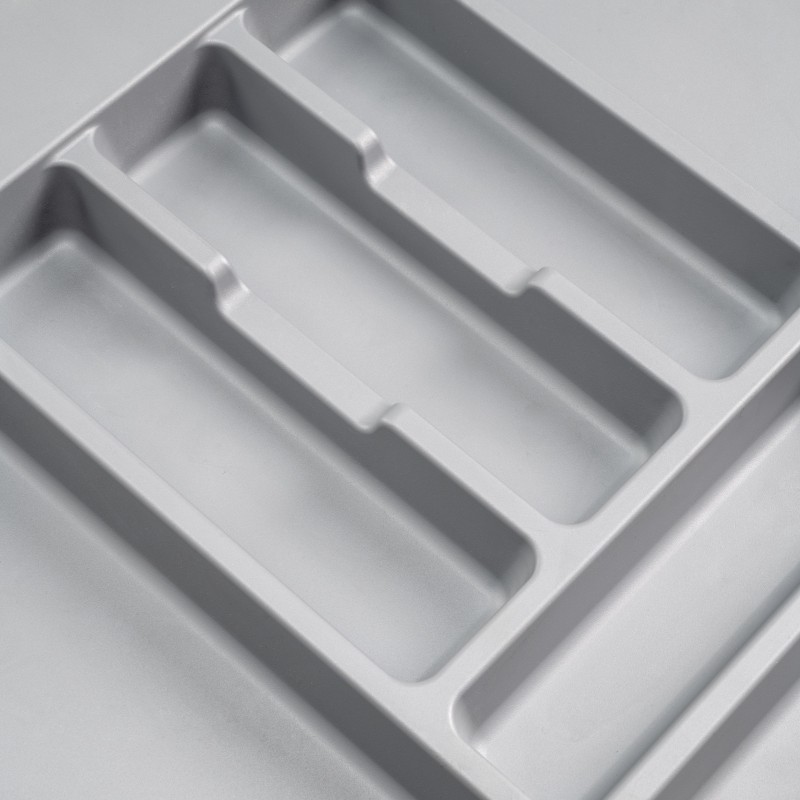Cubertero para cajón de 70 cm de ancho con múltiples espacios hecho en  plástico gris Óptima