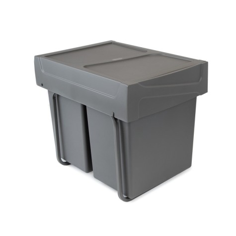 Emuca Contenedores de reciclaje Recycle para cocina, 2 x 20 L, fijación inferior y extracción manual