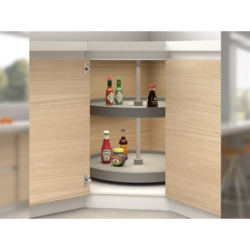 Emuca juego bandejas giratorias mueble de cocina, 180º, módulo 900 mm,  Plástico, Blanco