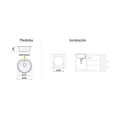 FREGADERO 1S RED.ESTAMBUL C/A. 490MM....