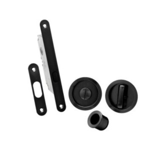 KIT PUERTA CORREDERA REDONDA FRENTE 16MM. NEGRO 7100 HD