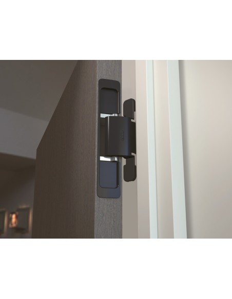 BISAGRA INVISIBLE SOBREPUESTA EN MARCO (65 KG.) NEGRA 170-056-970 SUGATSUNE