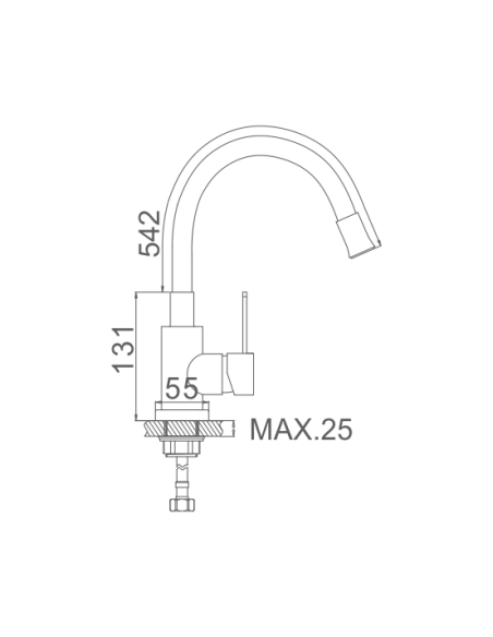 GRIFO MONOMANDO FREGADERO FLEXIBLE INOX 304-NEGRO M22119-2 P685