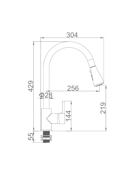 GRIFO MONOMANDO EXTRAIBLE FREGADERO NEGRO M22136B P685