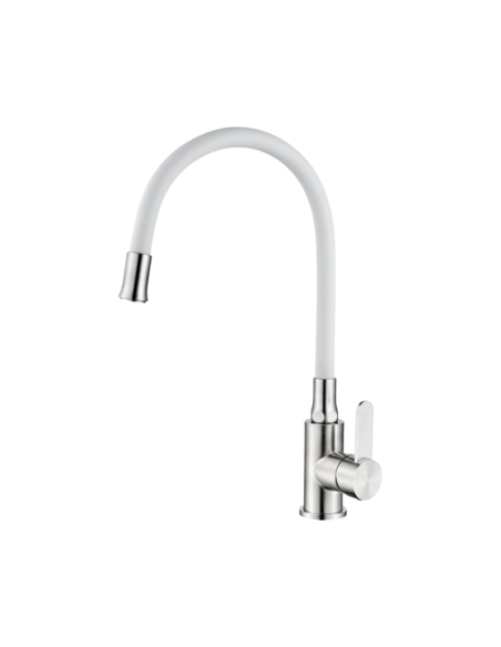 GRIFO MONOMANDO FREGADERO FLEXIBLE INOX 304-BLANCO M22119-3