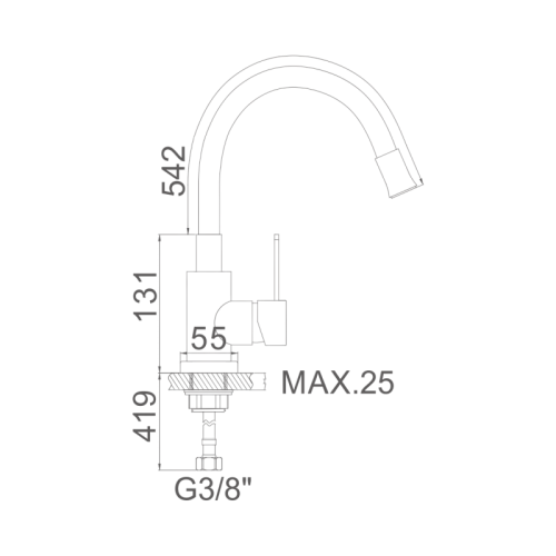 GRIFO MONOMANDO FREGADERO FLEXIBLE INOX 304-BLANCO M22119-3 2
