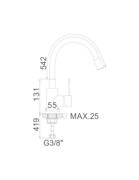GRIFO MONOMANDO FREGADERO FLEXIBLE INOX 304-BLANCO M22119-3
