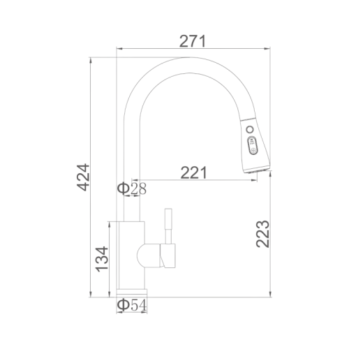 GRIFO MONOMANDO EXTRAIBLE FREGADERO INOX304 M22137 P685 2