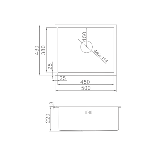 FREGADERO BAJO ENCIMERA CUADRADO 400X400 (35-35) INOX... 2