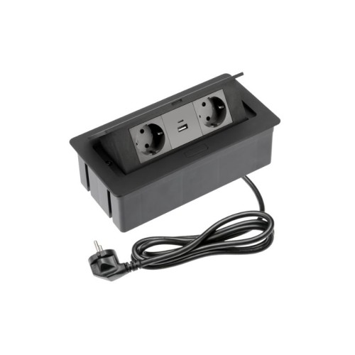 ENCHUFE P/MUEBLES EMPOTRADO RECTANGULAR NEGRO SOFT...