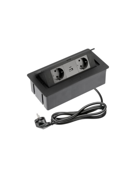 ENCHUFE P/MUEBLES EMPOTRADO RECTANGULAR NEGRO SOFT AE-PBSUC2GS-20NM GTV