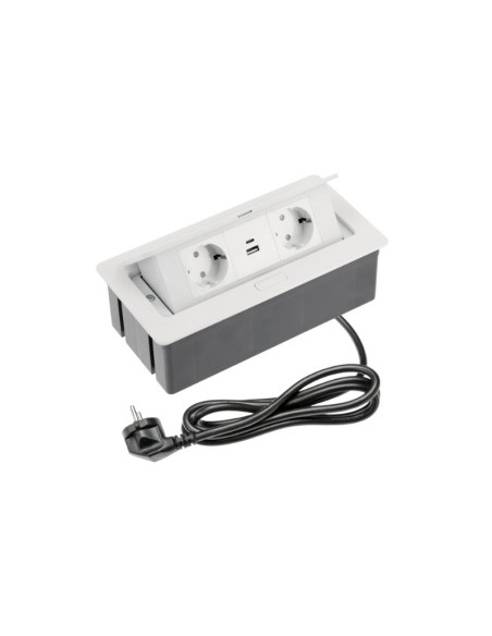 ENCHUFE P/MUEBLES EMPOTRADO RECTANGULAR BLANCO SOFT AE-PBSUC2GS-10 GTV