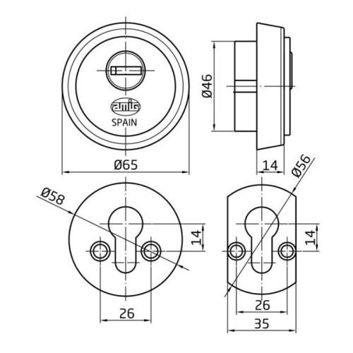 BOCALLAVE/ESCUDO DE SEGURIDAD MOD.31 CROMO MATE COD.7344... 2