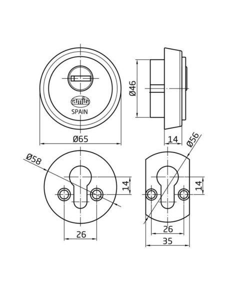 BOCALLAVE/ESCUDO DE SEGURIDAD MOD.31 CROMO MATE COD.7344 AMIG