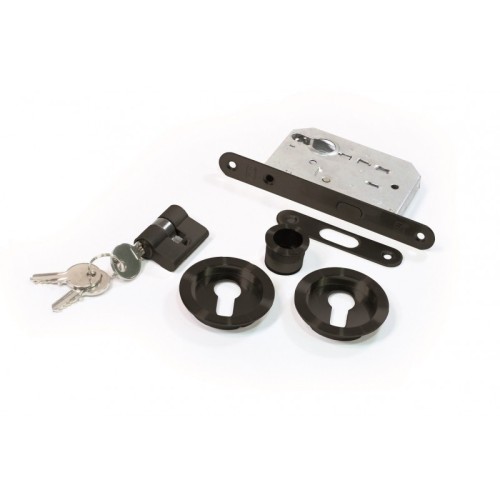 KIT PUERTA CORREDERA C/CILINDRO FRENTE 20MM NEGRO 7068 HD