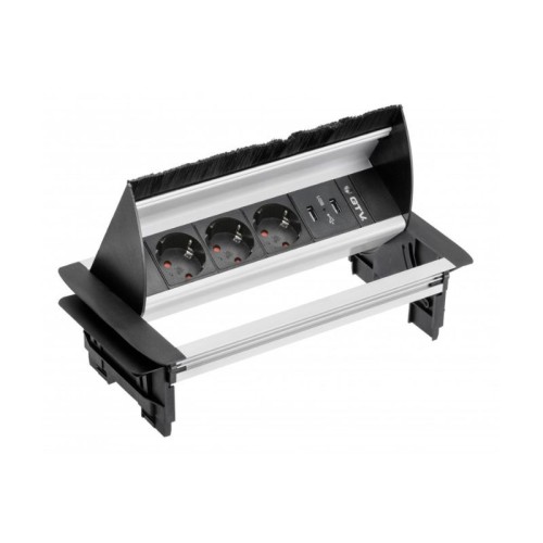 ENCHUFE P/MUEBLE EMPOTRADO RECTANGULAR C/CEPILLO ALUMINIO...