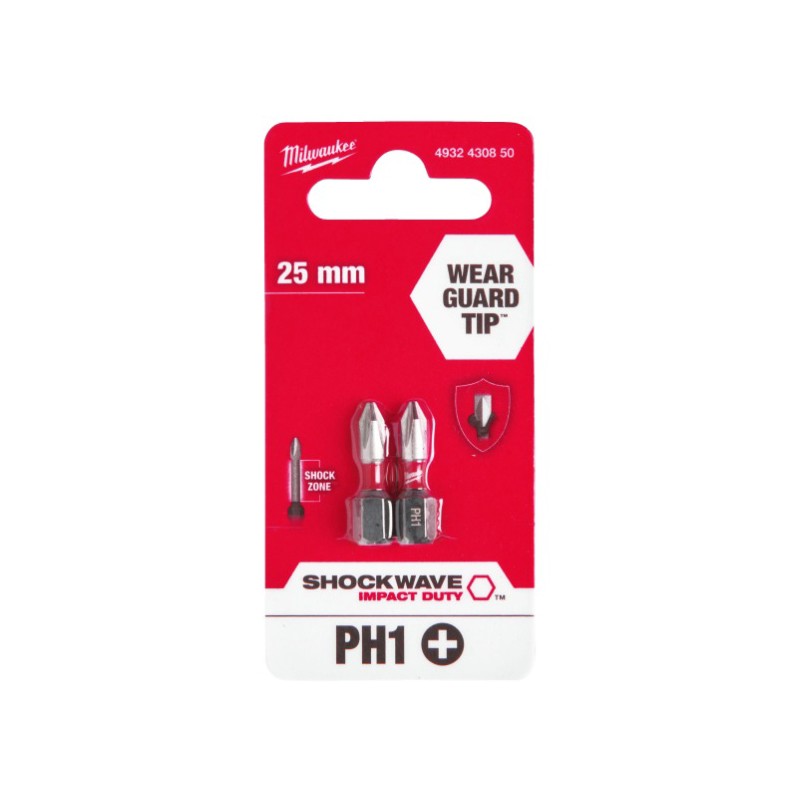 PACK 2 PUNTAS ATORNILLAR PH1X25MM...