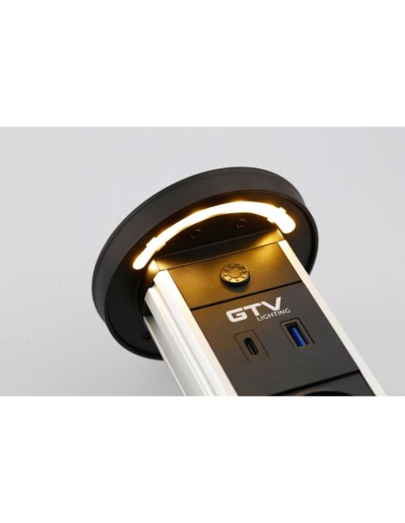 ENCHUFE P/MUEBLE EMPOTRADO VERTIKAL CAMINO D.80MM C/INDUCCION NEGRO AE-BPW2SCAM-20 GTV