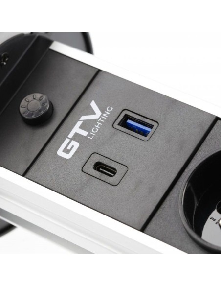 ENCHUFE P/MUEBLE EMPOTRADO VERTIKAL CAMINO D.80MM C/INDUCCION NEGRO AE-BPW2SCAM-20 GTV