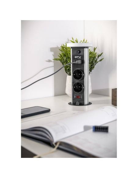 ENCHUFE P/MUEBLE EMPOTRADO VERTIKAL CAMINO D.80MM C/INDUCCION NEGRO AE-BPW2SCAM-20 GTV