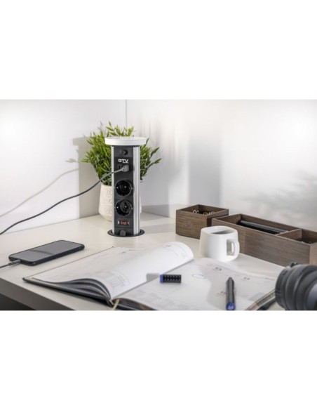 ENCHUFE P/MUEBLE EMPOTRADO VERTIKAL CAMINO D.80MM C/INDUCCION NEGRO AE-BPW2SCAM-20 GTV