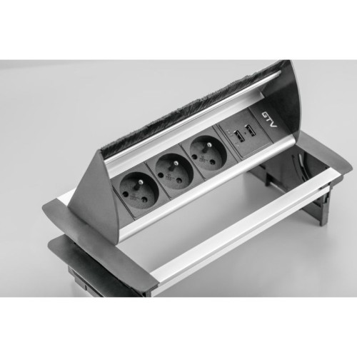 ENCHUFE P/MUEBLE EMPOTRADO RECTANGULAR C/CEPILLO ALUMINIO... 2