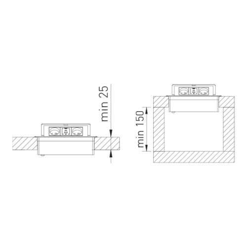 ENCHUFE P/MUEBLES EMPOTRADO RECTANGULAR NEGRO SOFT... 2